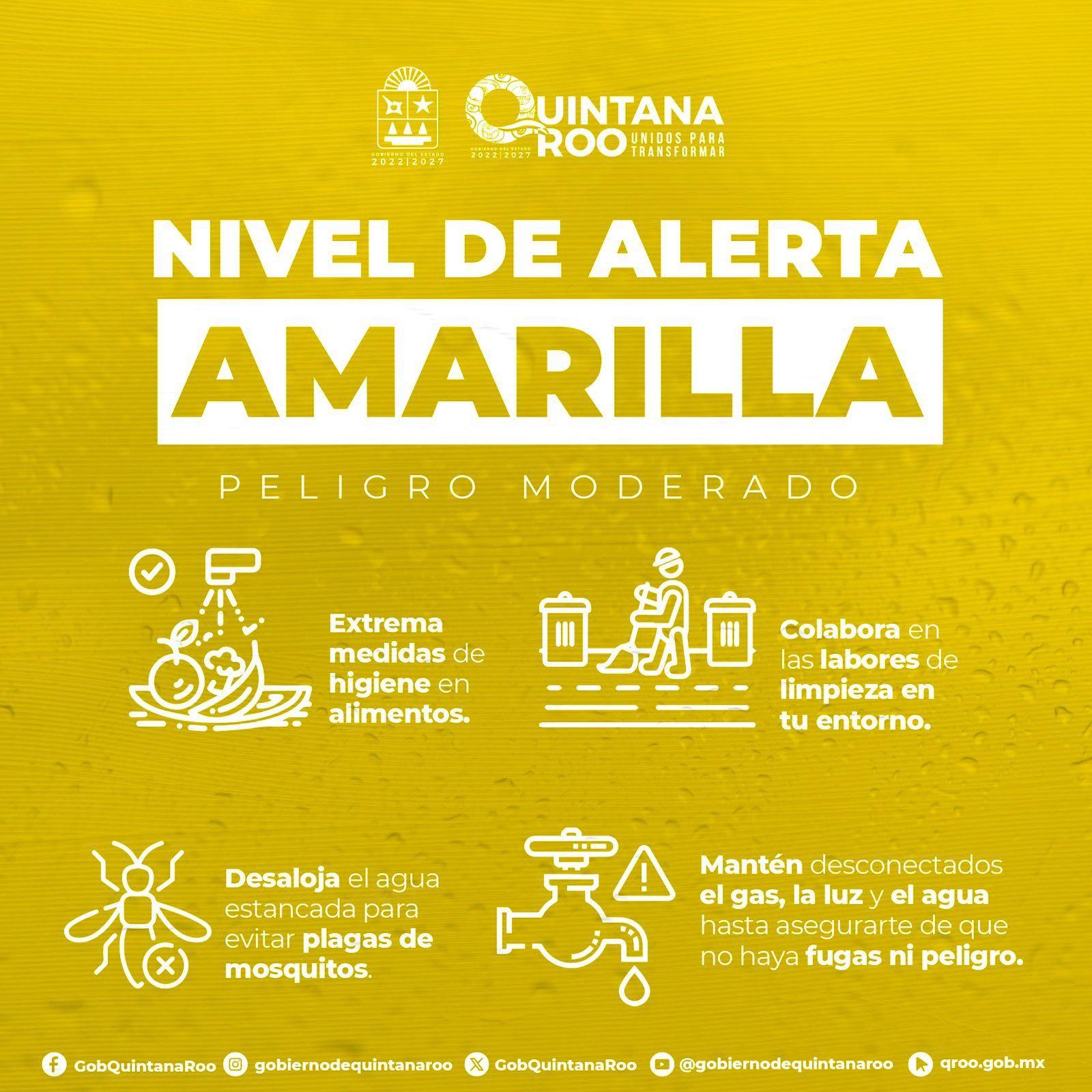 Cartel de alerta amarilla en Quintana Roo