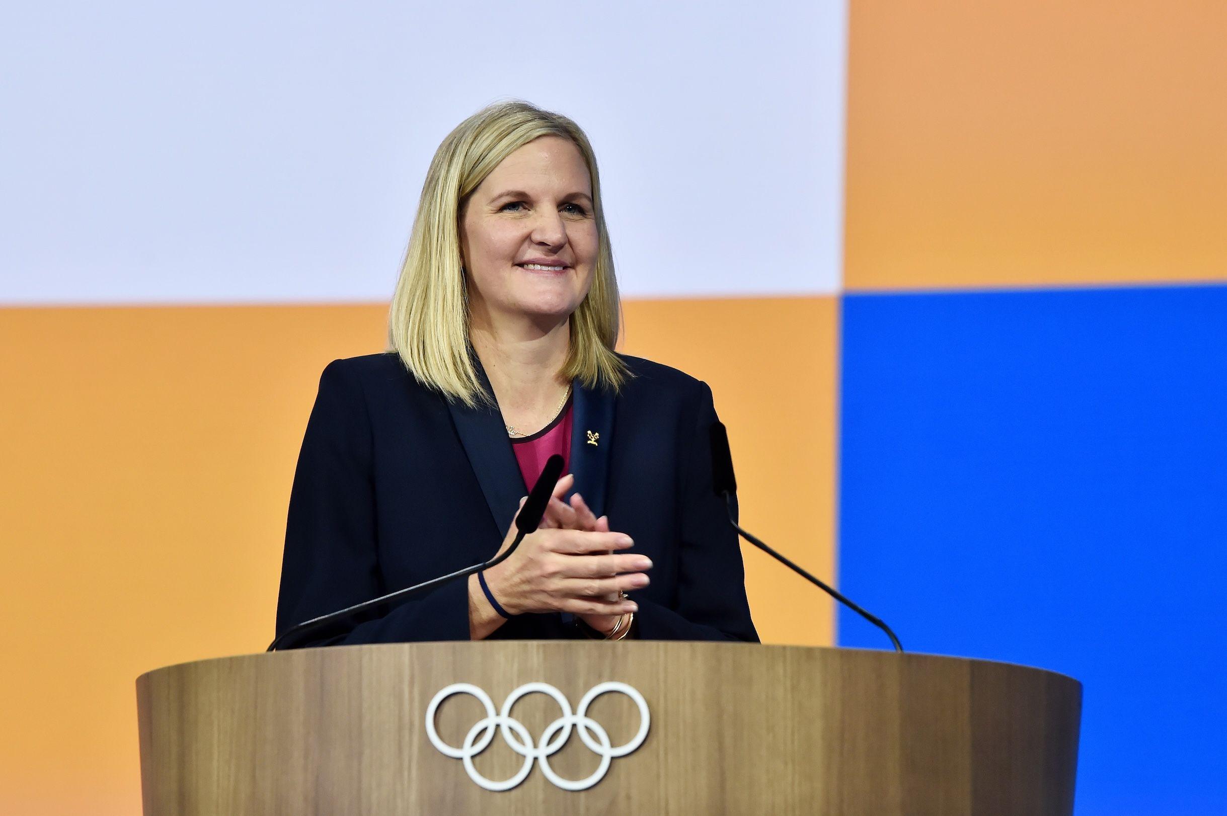 지난 20일 그리스 코스타 나바리노에서 열린 제144차 국제올림픽위원회(IOC) 총회 둘째 날, 신임 위원장으로 선출된 커스티 코번트리의 연설 현장