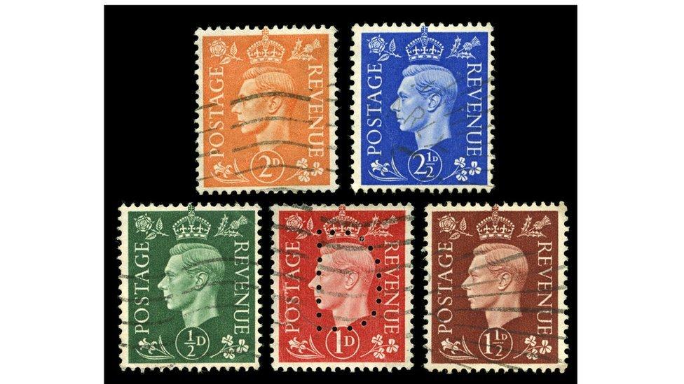 George VI stamps included a crown in the design