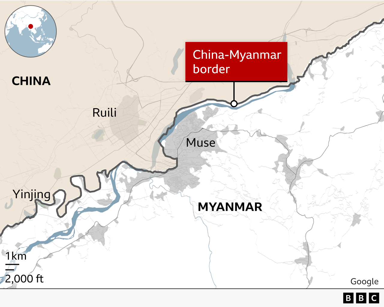 Peta perbatasan China-Myanmar