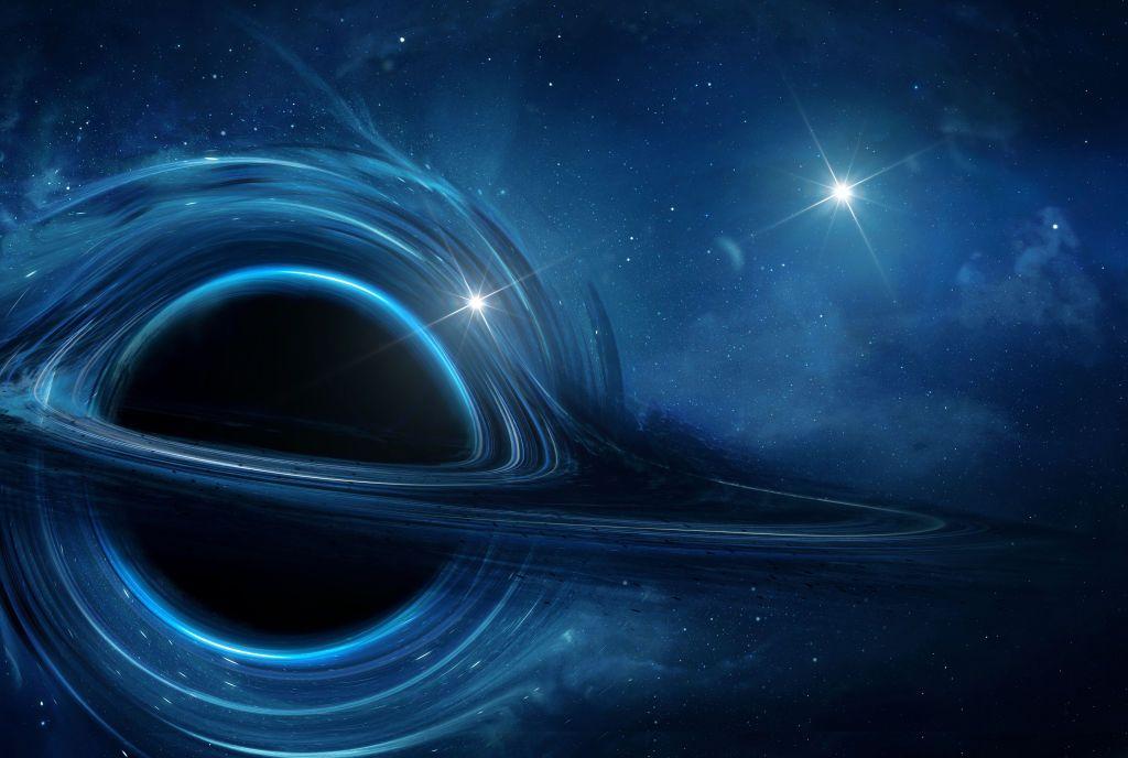Ilustración del horizonte de eventos de un agujero negro. 