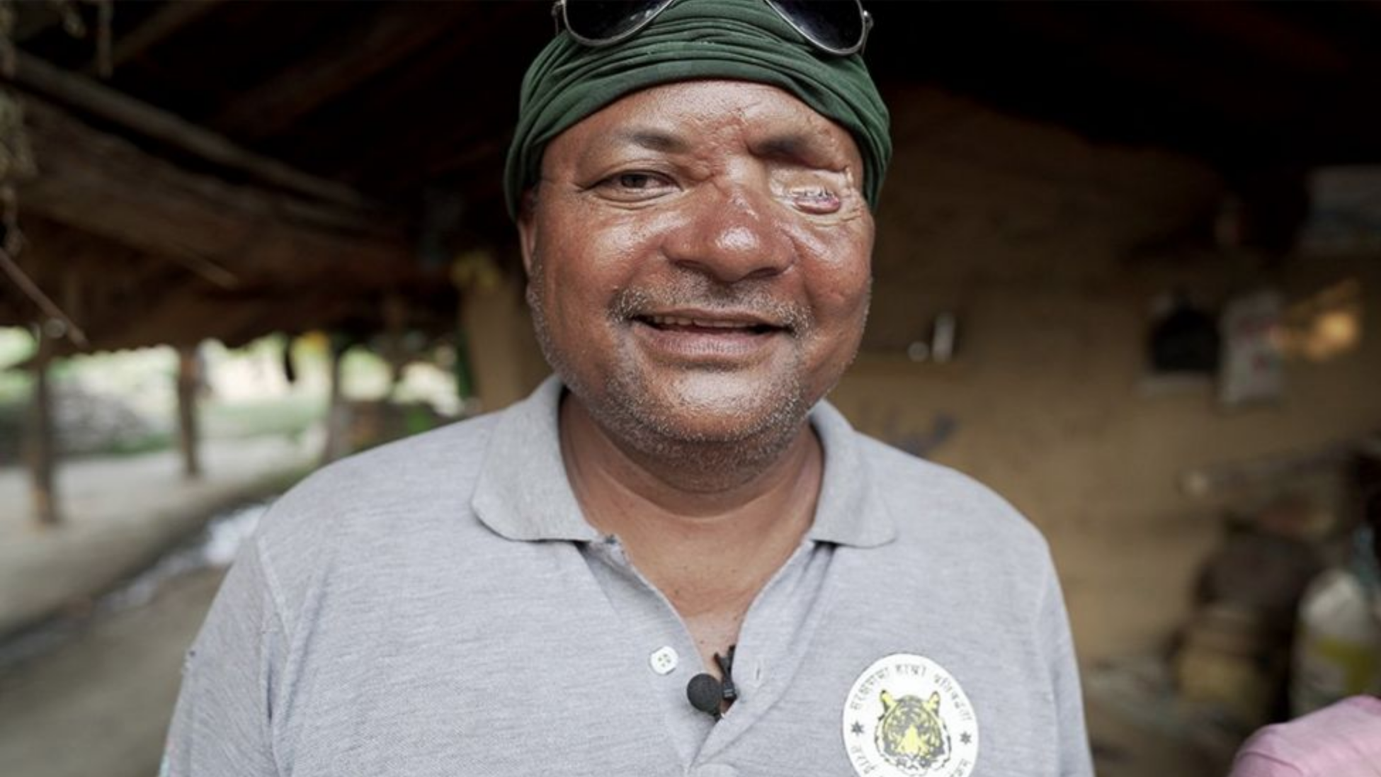 Bhadai Tharu, a conservationist, lost an eye in a tiger attack.