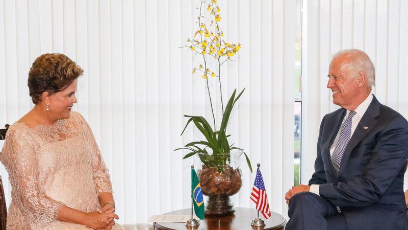 Dilma Rousseff e Joe Biden em Brasília