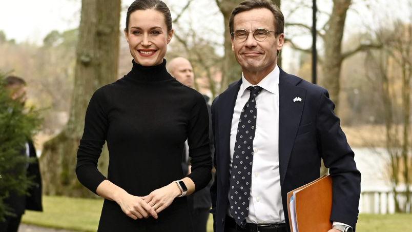 Finlandiya Başbakanı Sanna Marin ve İsveç Başbakanı Ulf Kristersson
