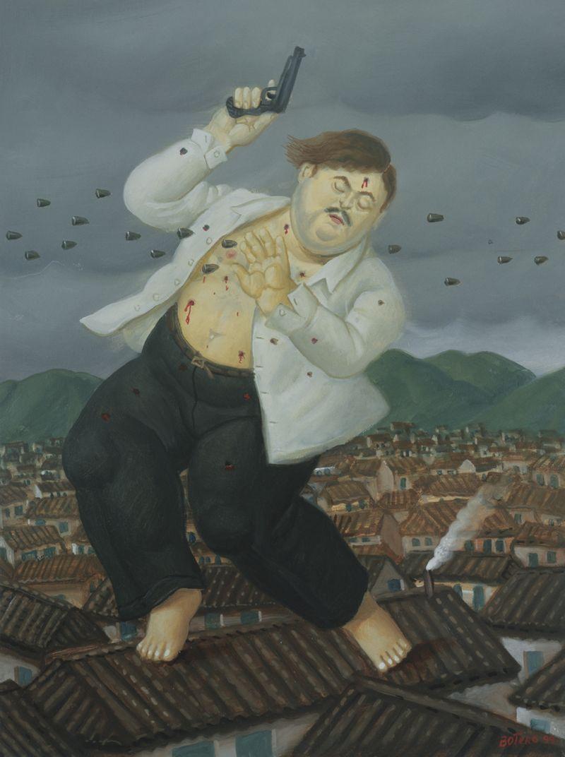Pablo Escobar en un pintura de Fernando Botero