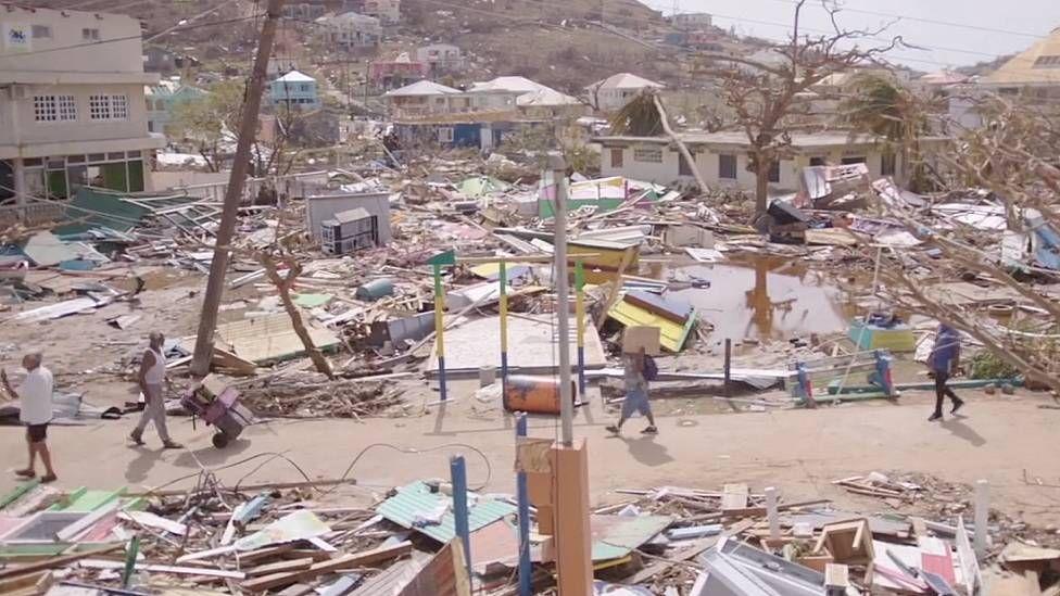 Casas destrozadas en la isla Unión