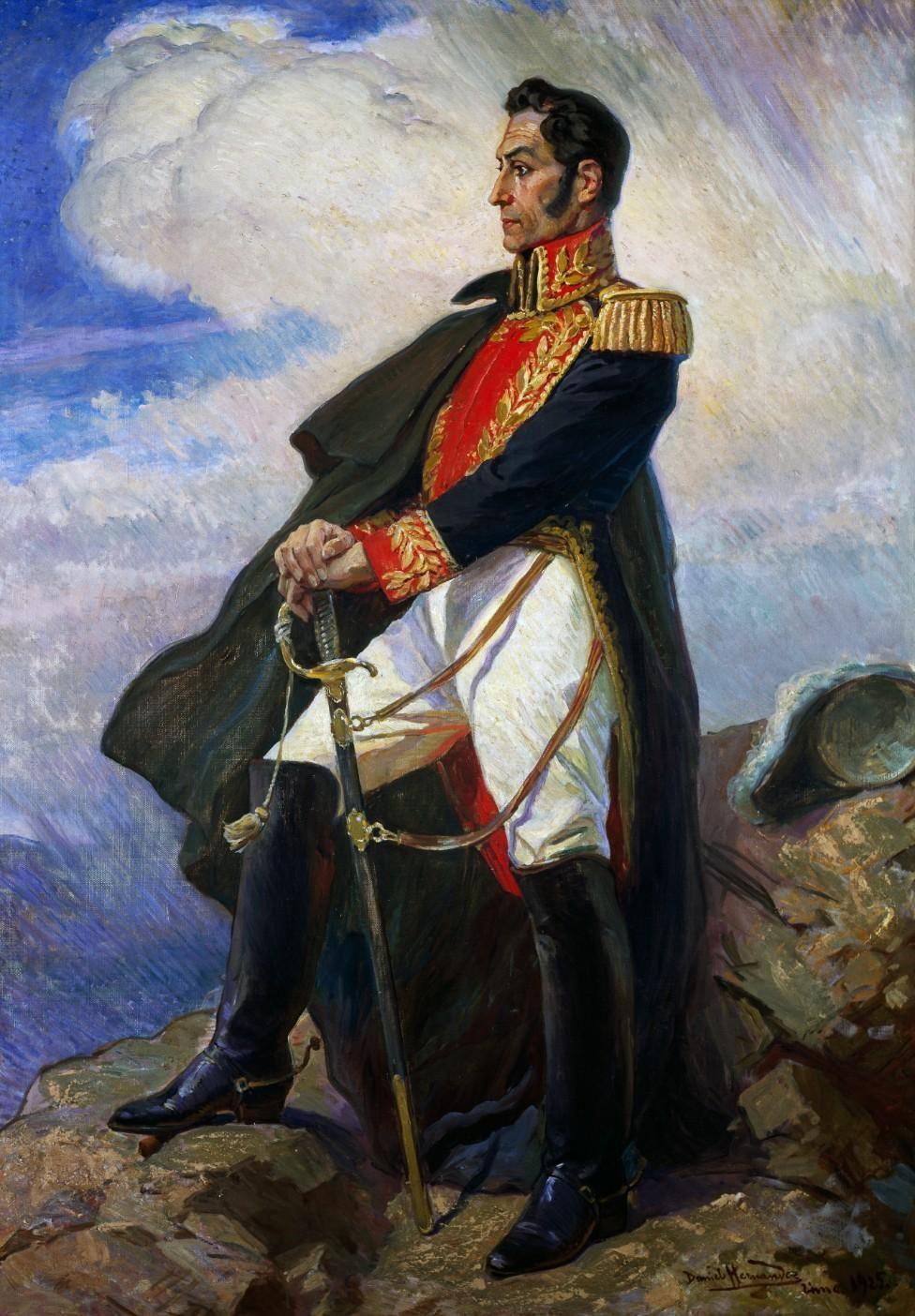 Simón Bolívar de perfil y de cuerpo entero