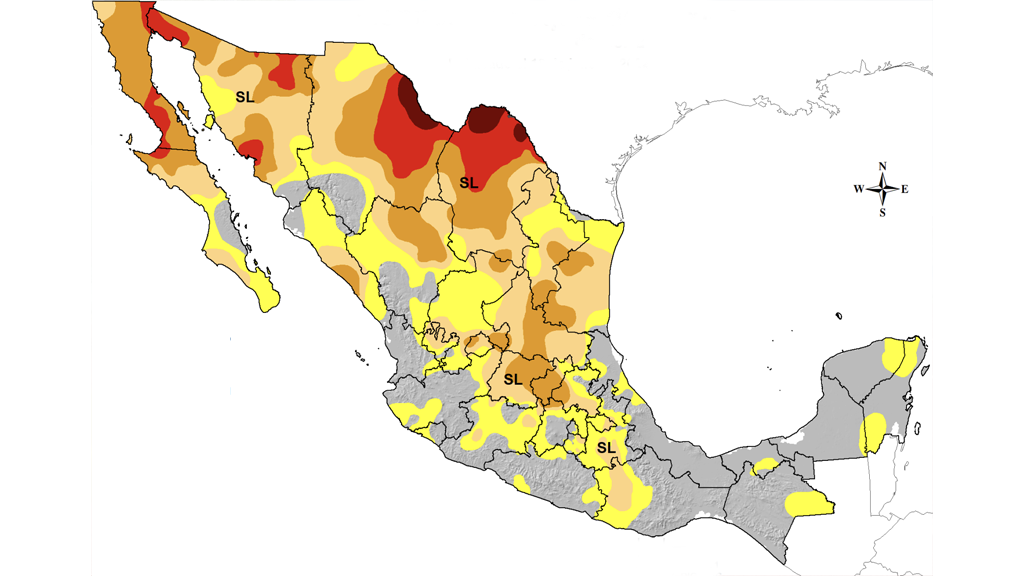 Map of areas affected by drought in 2022