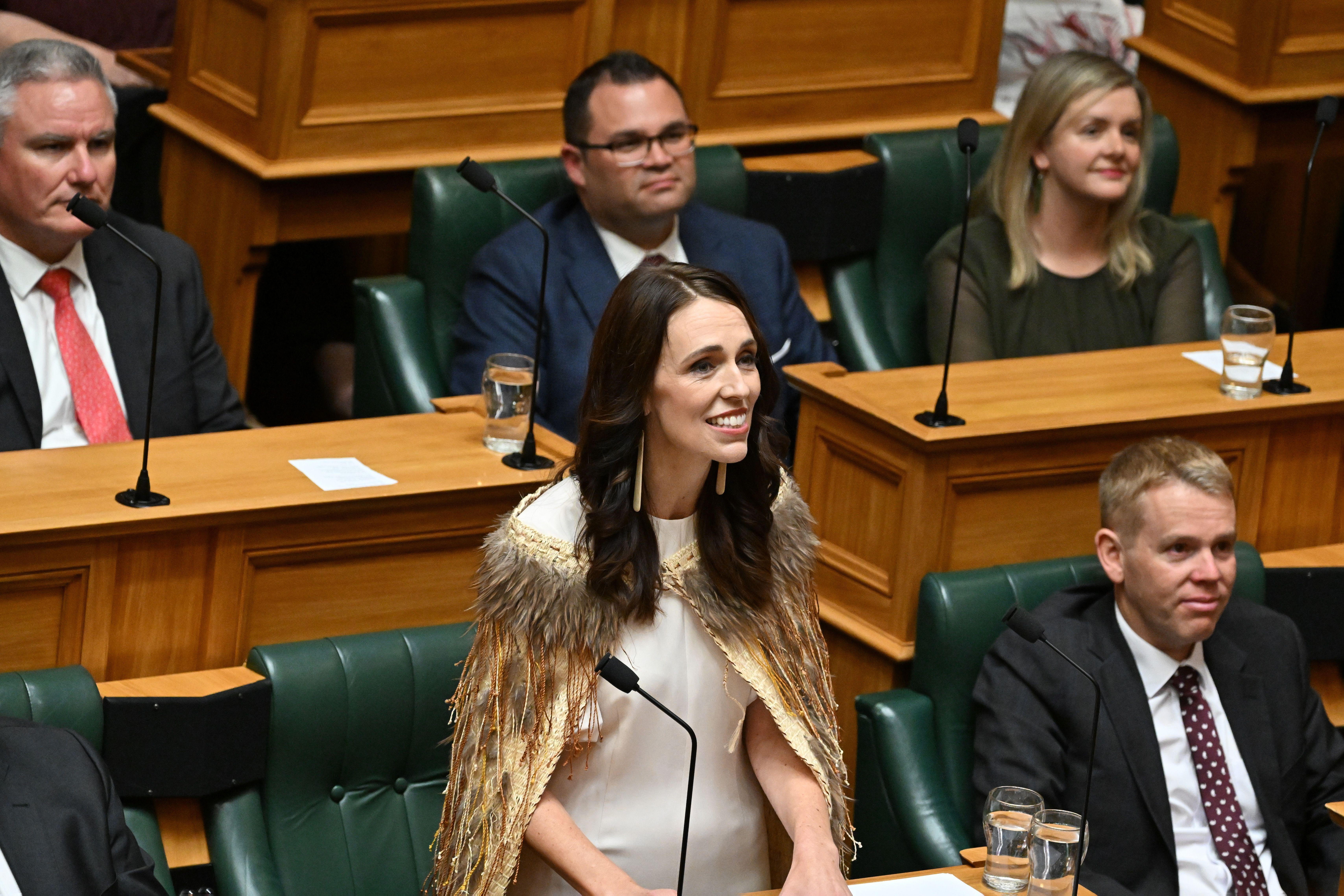 Jacinda Ardern en el parlamento de Nueva Zelanda.