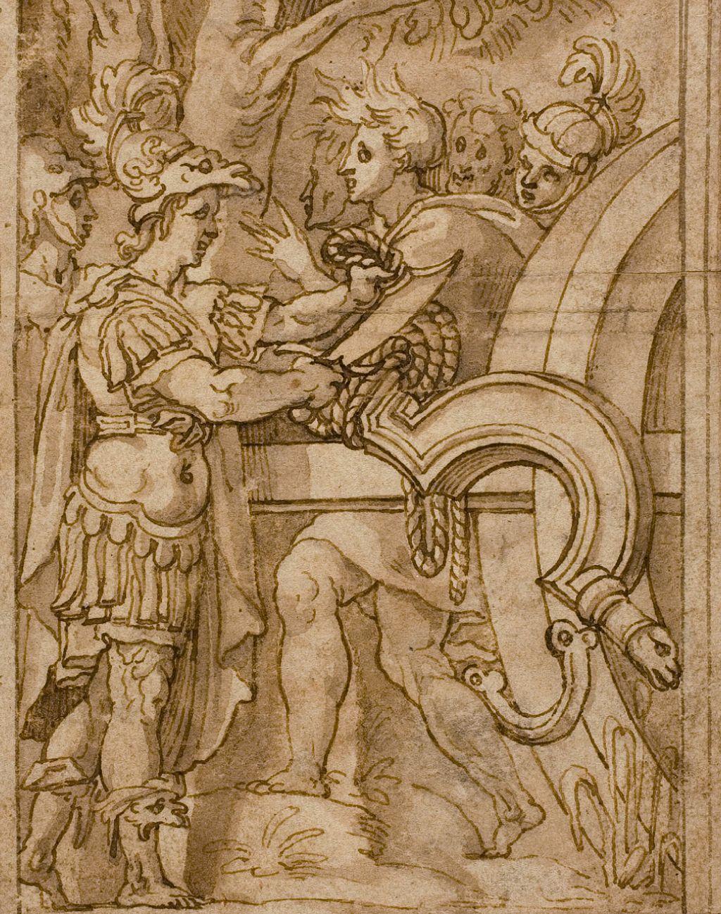 Alejandro Magno cortando el Nudo Gordiano 