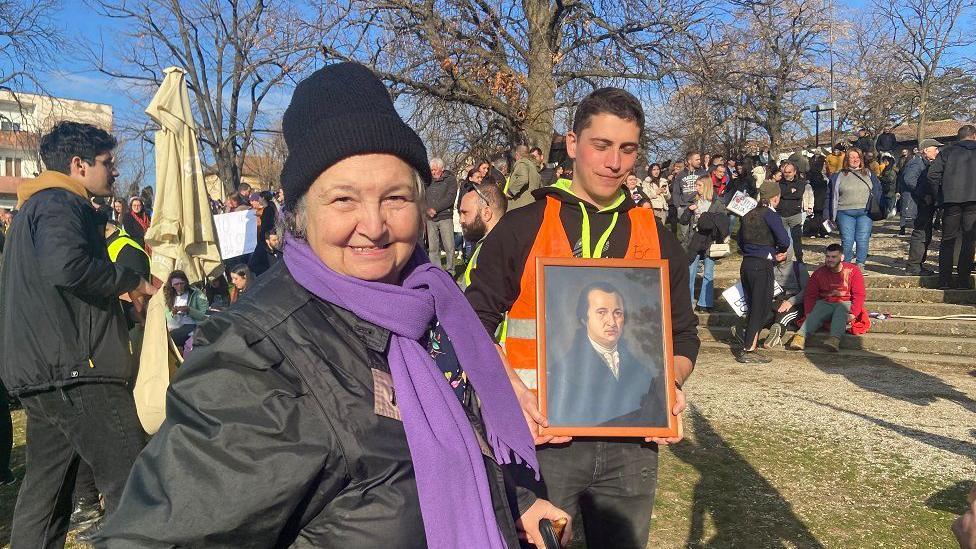 Student sa portretom Dositeja Obradovića