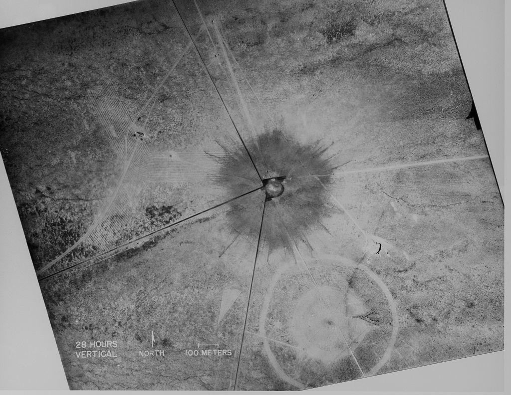 Una vista aérea del sitio de la explosión de The Gadget