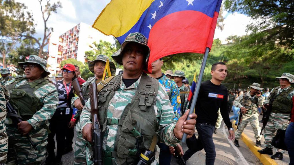 Miembros de la milicia bolivariana en Caracas el 7 de enero.