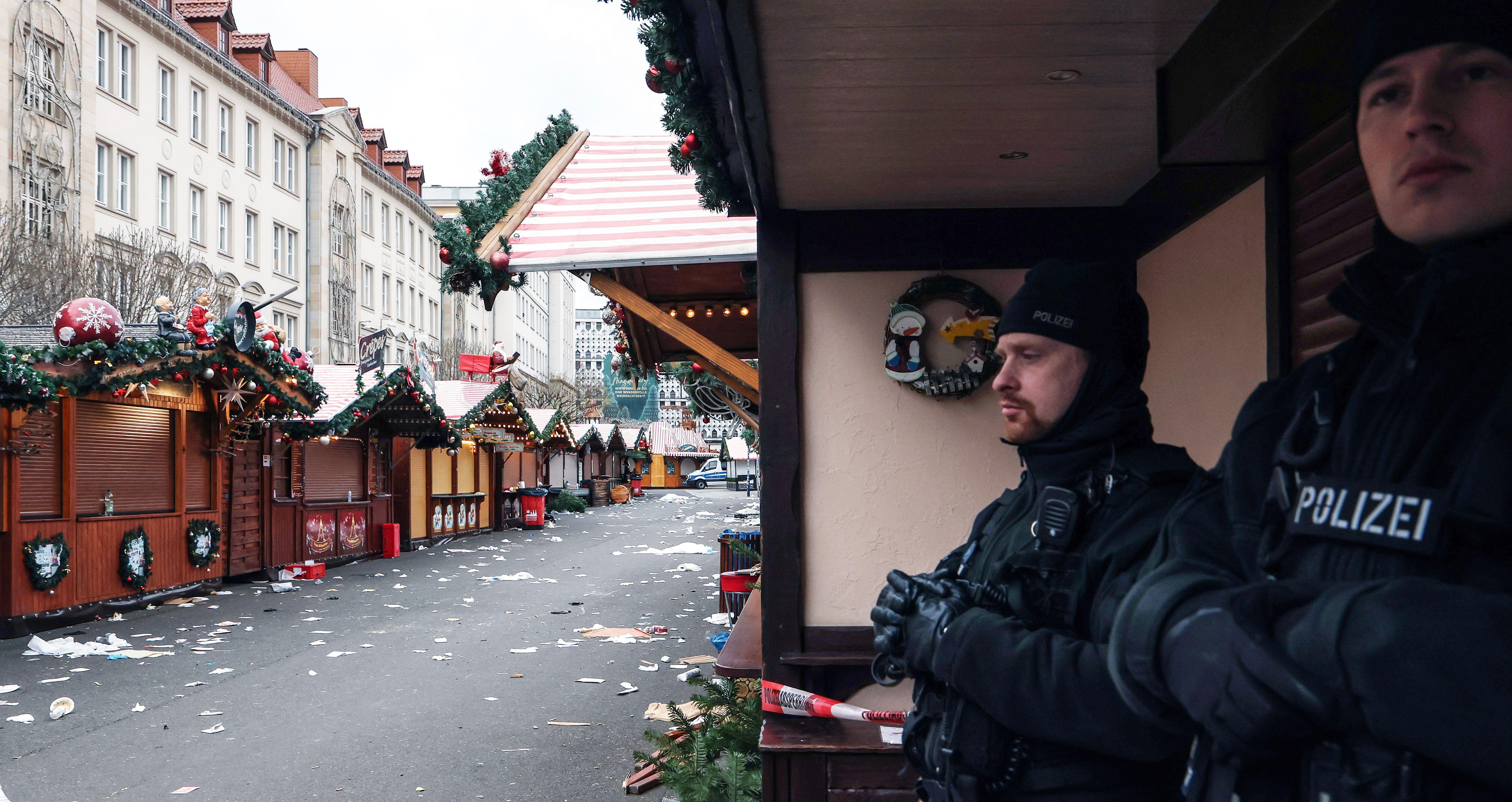 German police probe market attack security and warnings