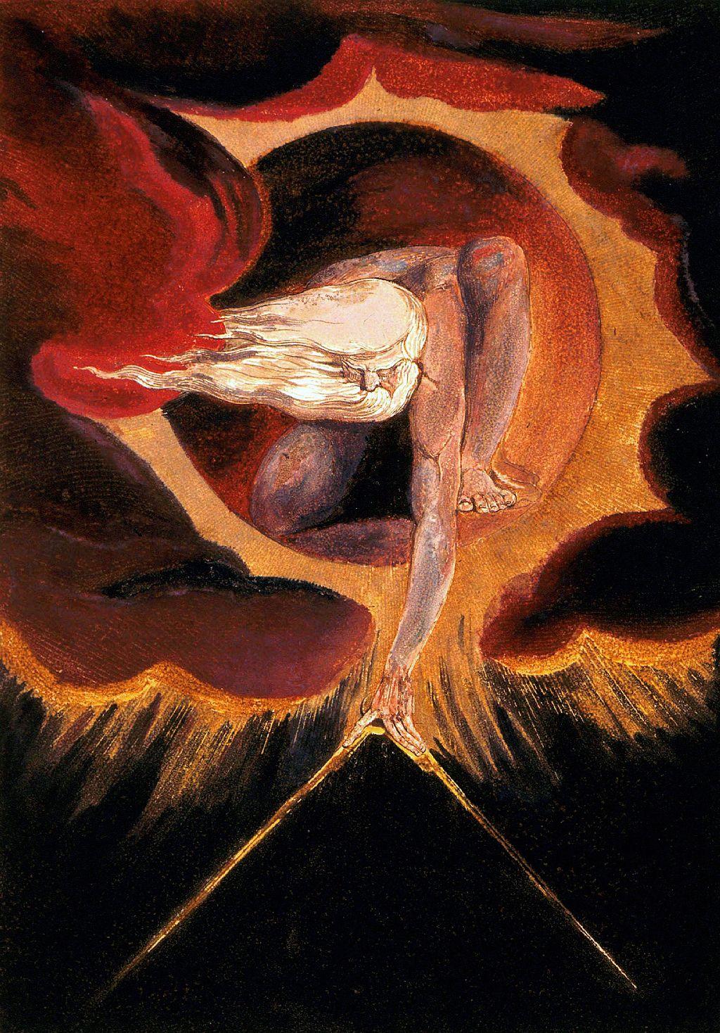 "El anciano de los días", el grabado de William Blake, con Urizen sosteniendo un compás