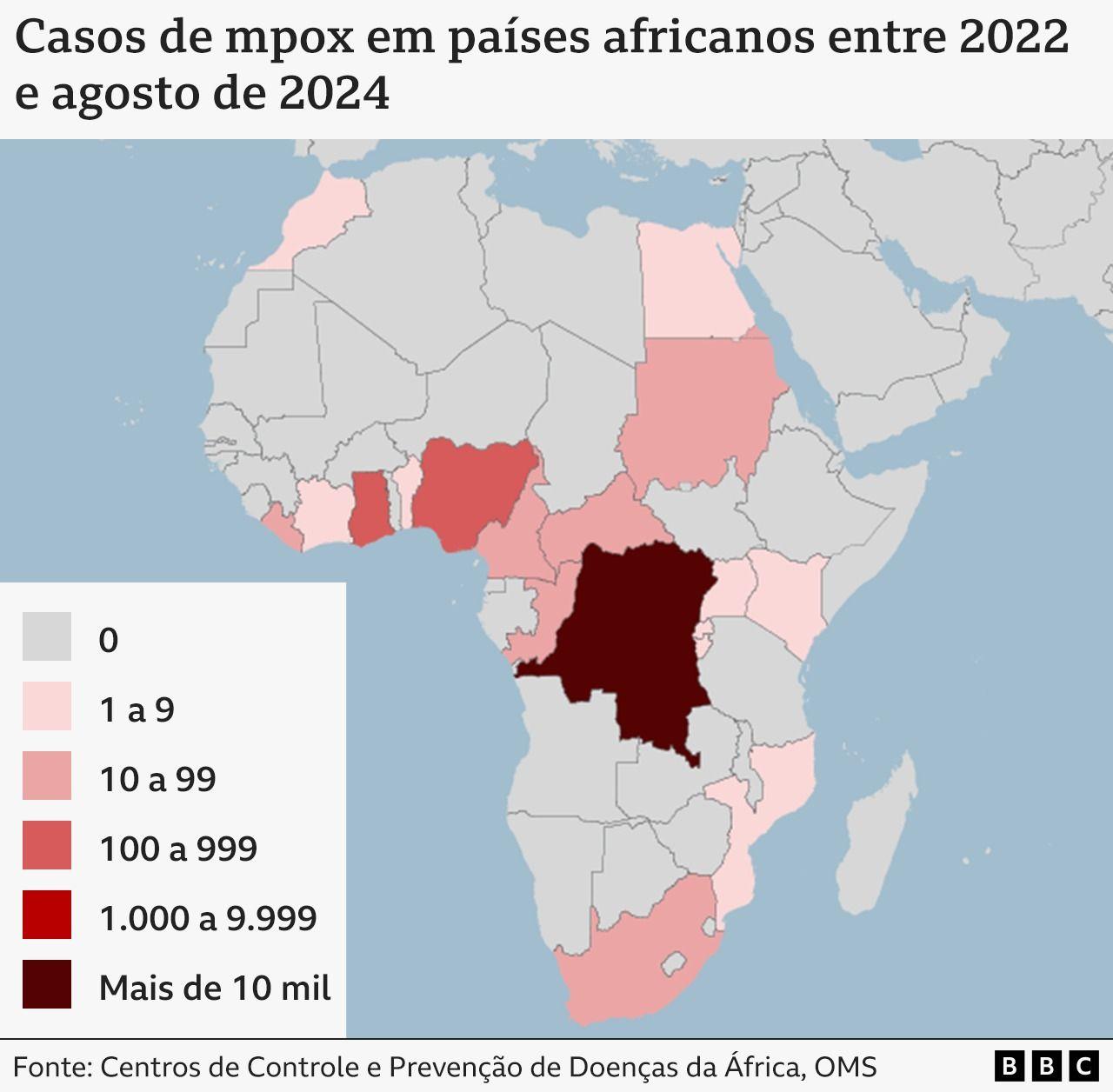 Países africanos com surto de mpox