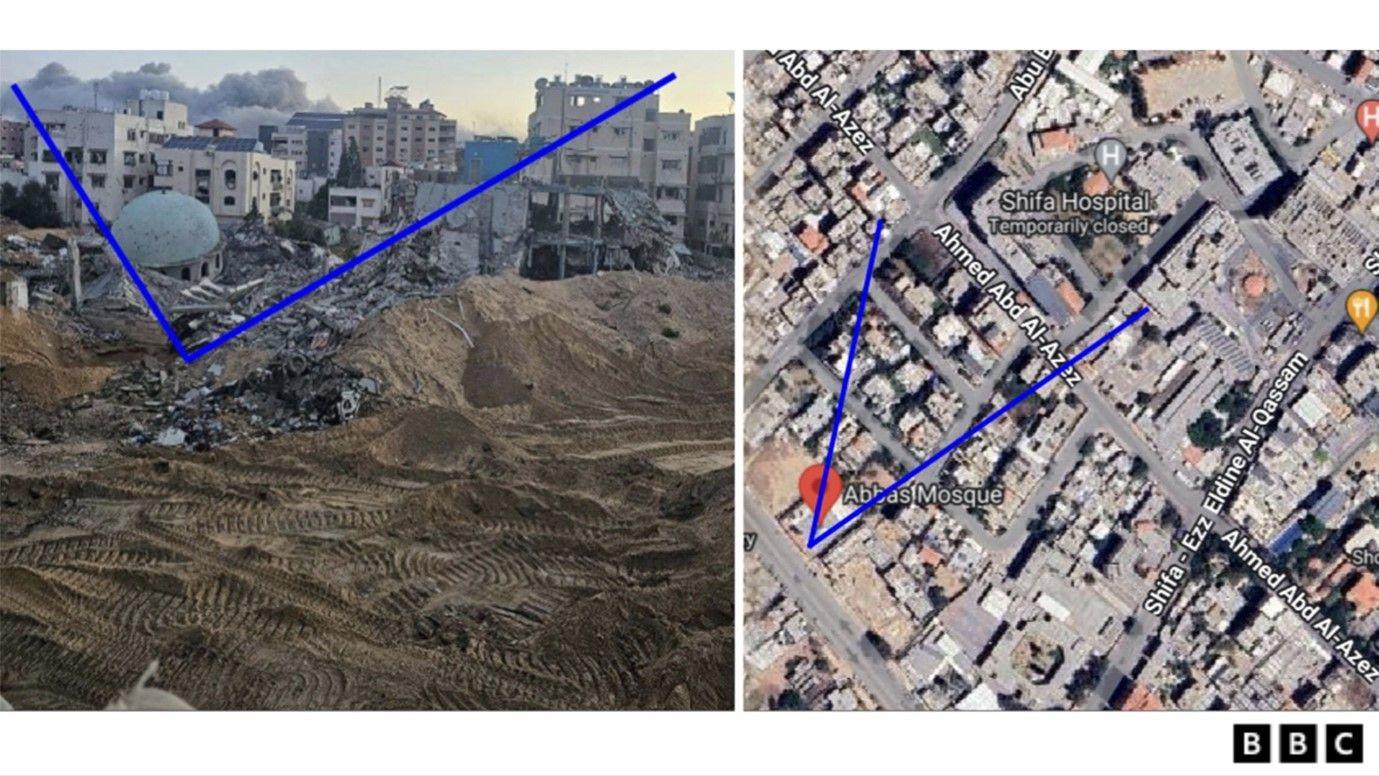 صورة لمسجد العباس وأخرى لخريطة غوغل.