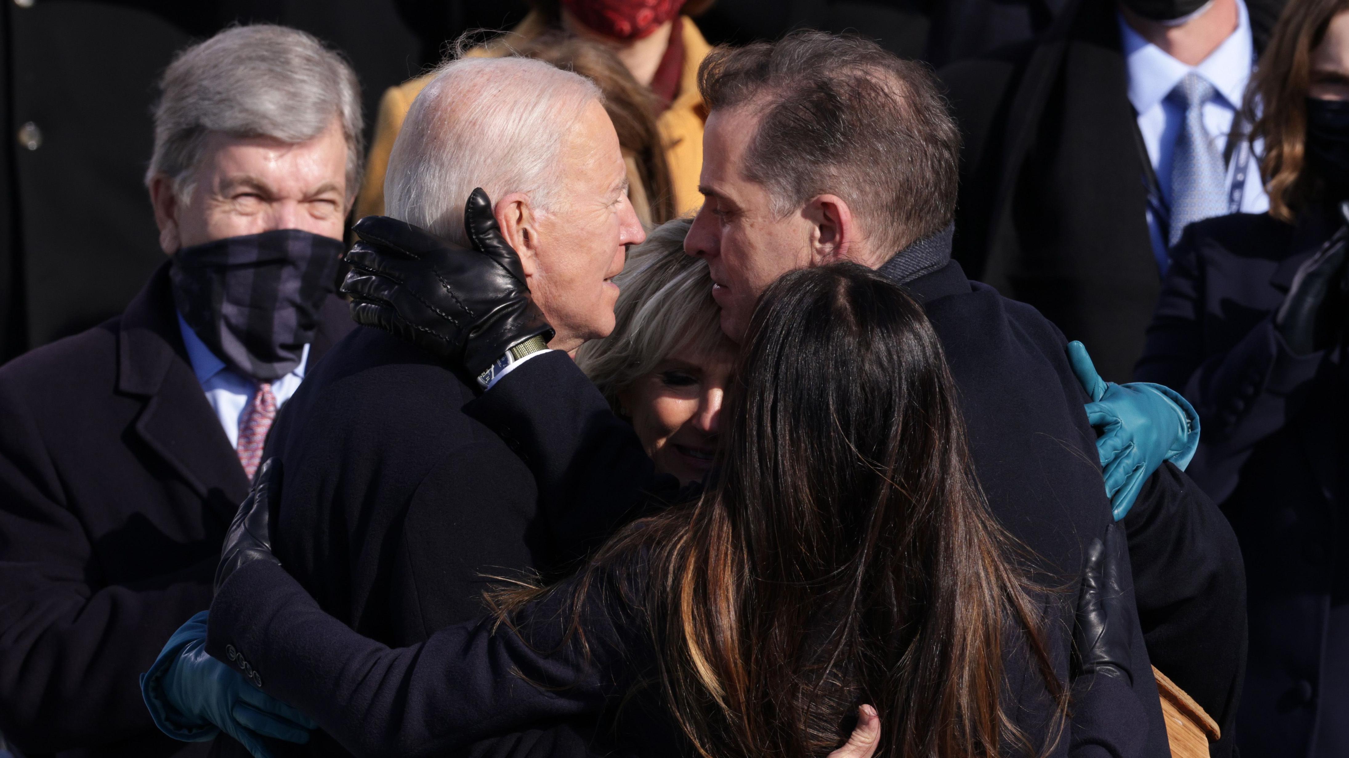 La familia Biden durante la posesión de 2020