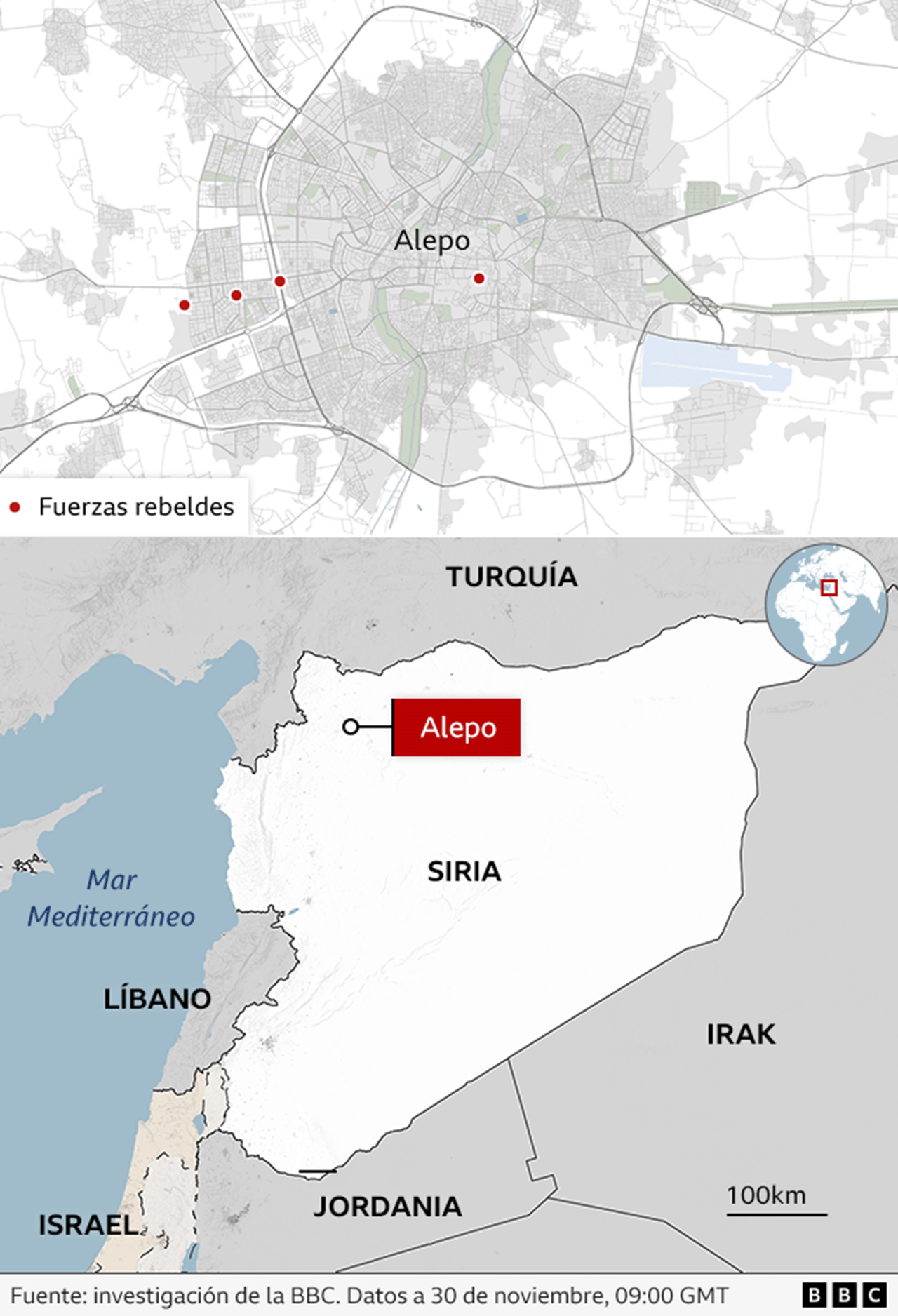 Mapa de Alepo, Siria