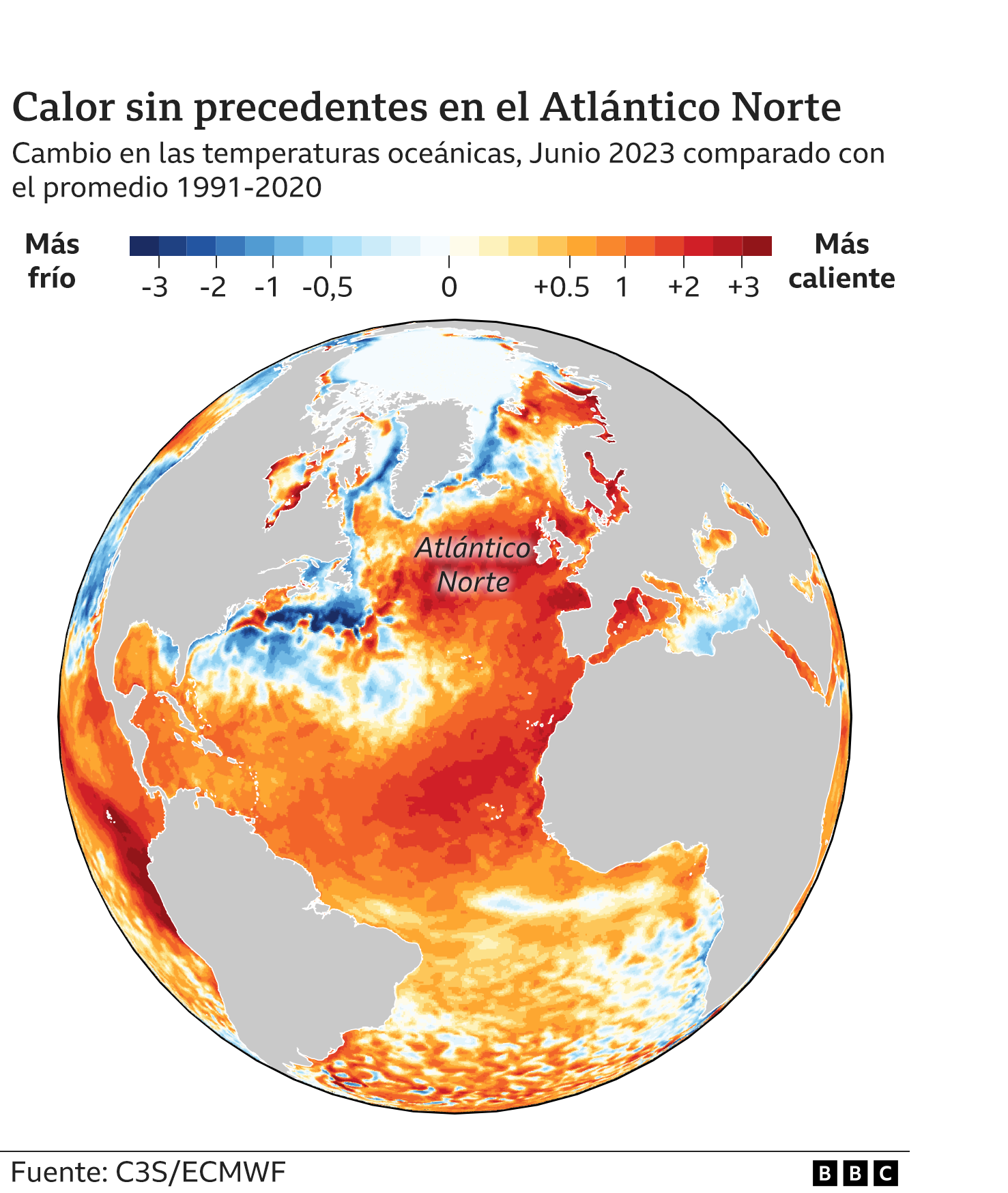 Ola de calor en el Atlántico norte