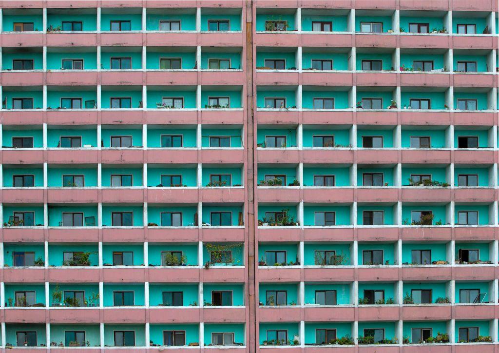 Apartamentos en el centro de Pyongyang.