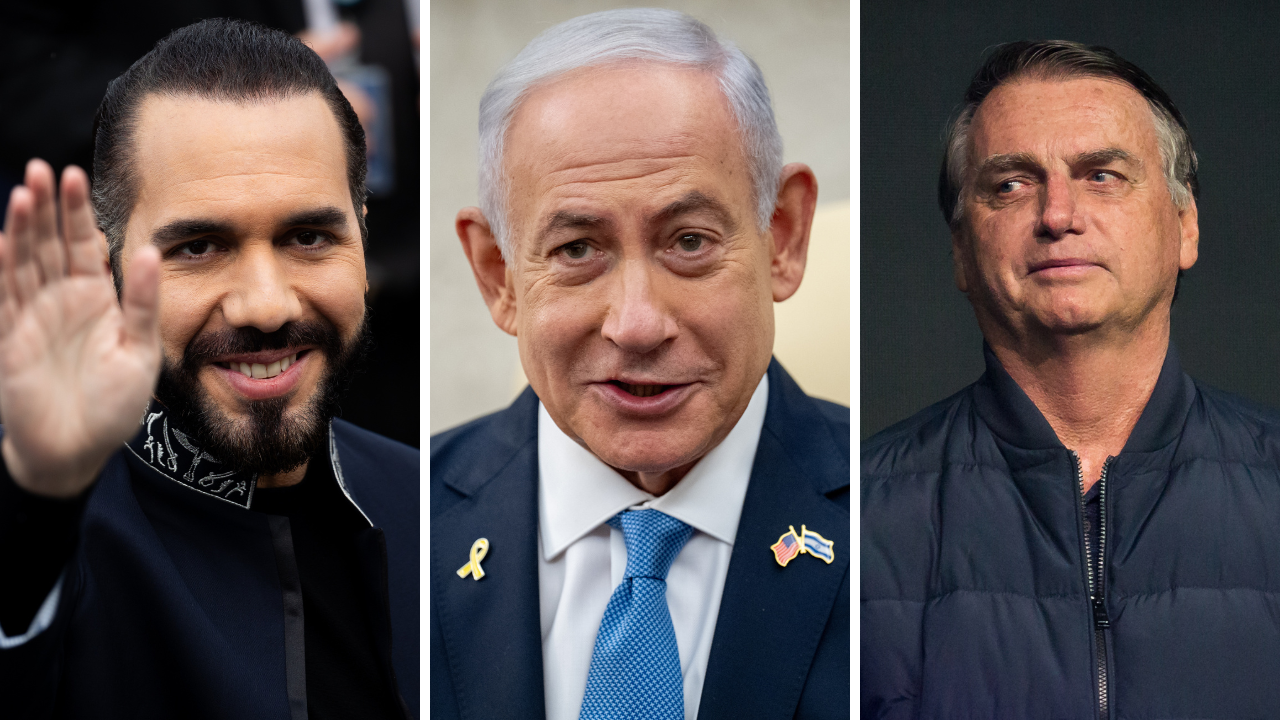 Nayib Bukele, Benjamin Netanyahu, Jair Bolsonaro. 