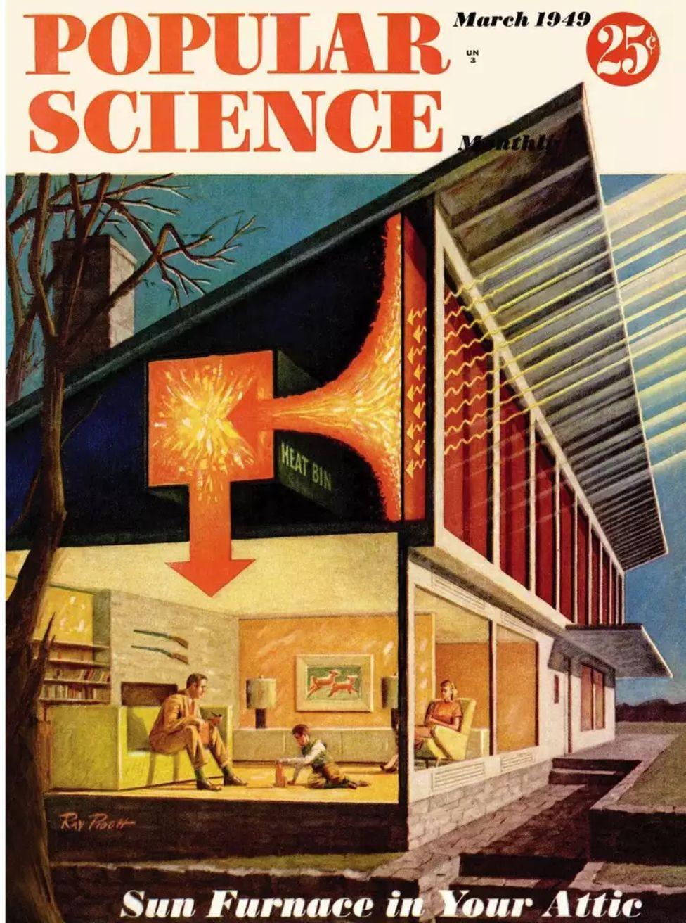 Portada de la revista Popular Science con ilustración de la casa