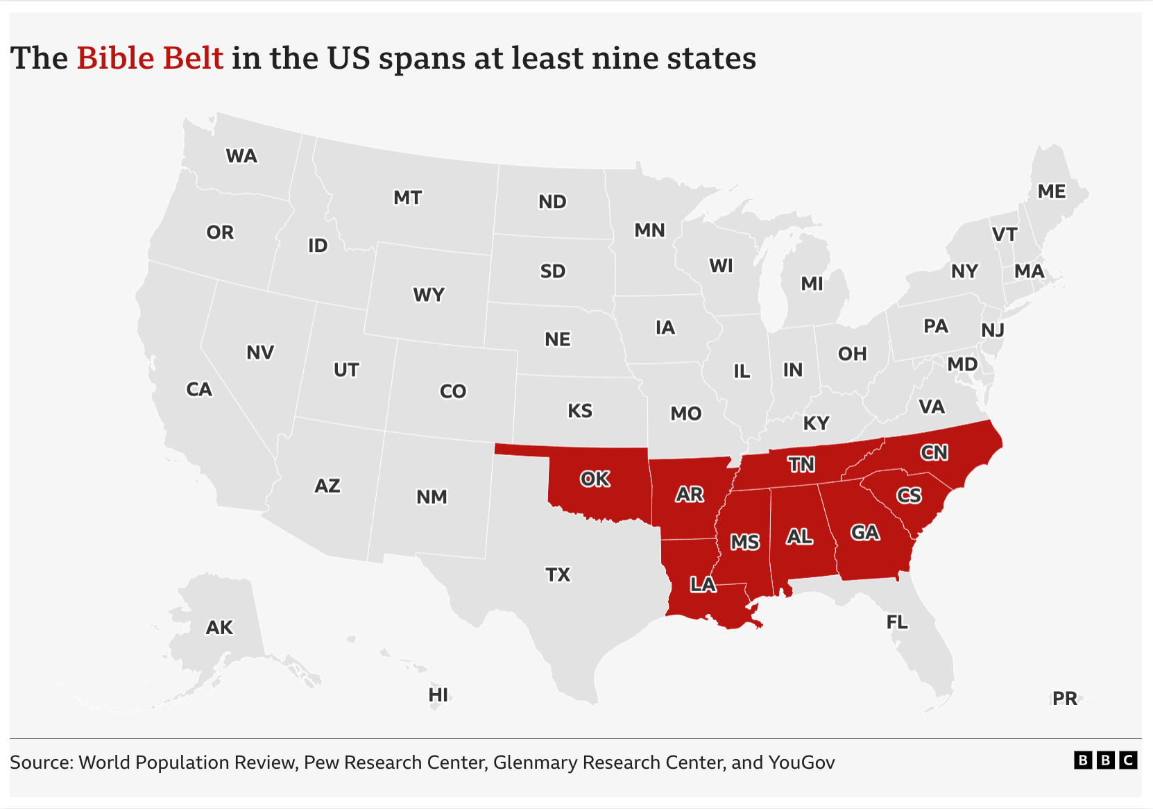 Bible belt map