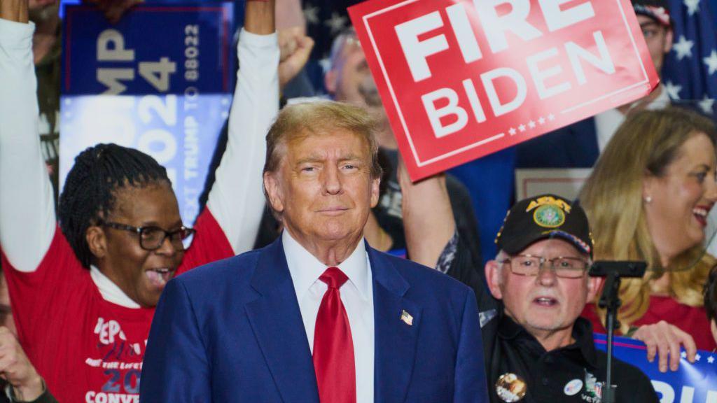 El expresidente estadounidense Donald Trump durante un evento de campaña en Green Bay, Wisconsin, EE.UU., el martes 2 de abril de 2024.
