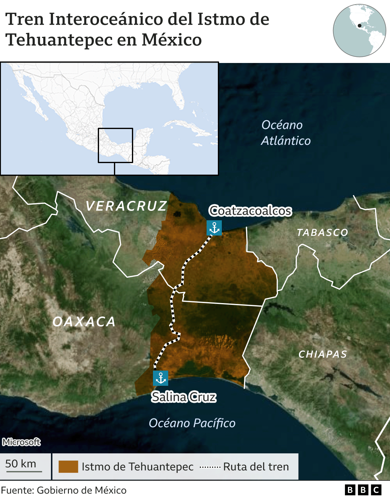 Mapa Corredor Istmo Tehuantepec
