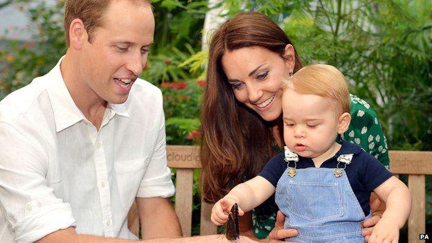 Prince George and the then Duke and Duchess of Cambridge