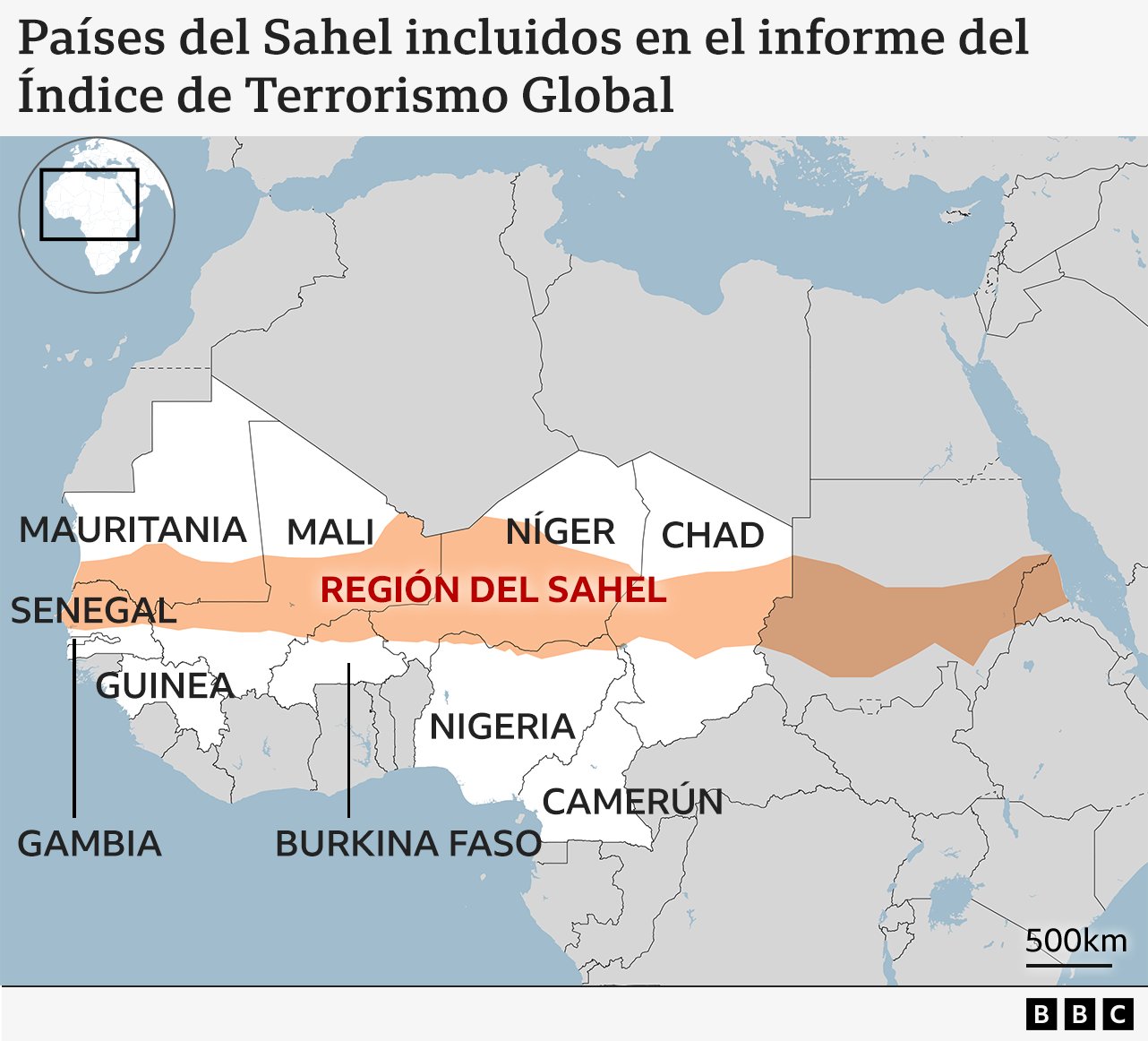 Un mapa del Sahel. 