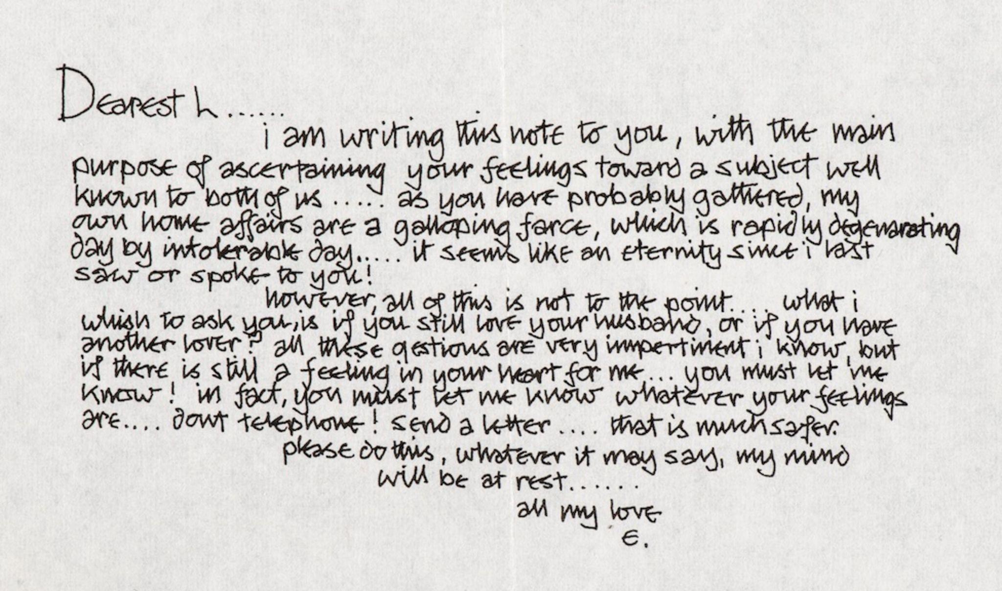 Una de las cartas de Eric Clapton a Pattie Boyd.
