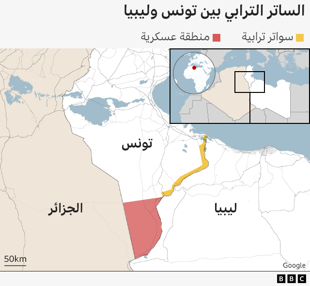  أنشأت تونس ساترًا ترابيًا يتكون من خندق وجدار رملي يمتد على حدودها مع ليبيا لتعزيز الأمن ومكافحة التهريب، لكن هذا الإجراء أثار تساؤلات حول تأثيره على حركة العبور والتعاون الاقتصادي بين البلدين.