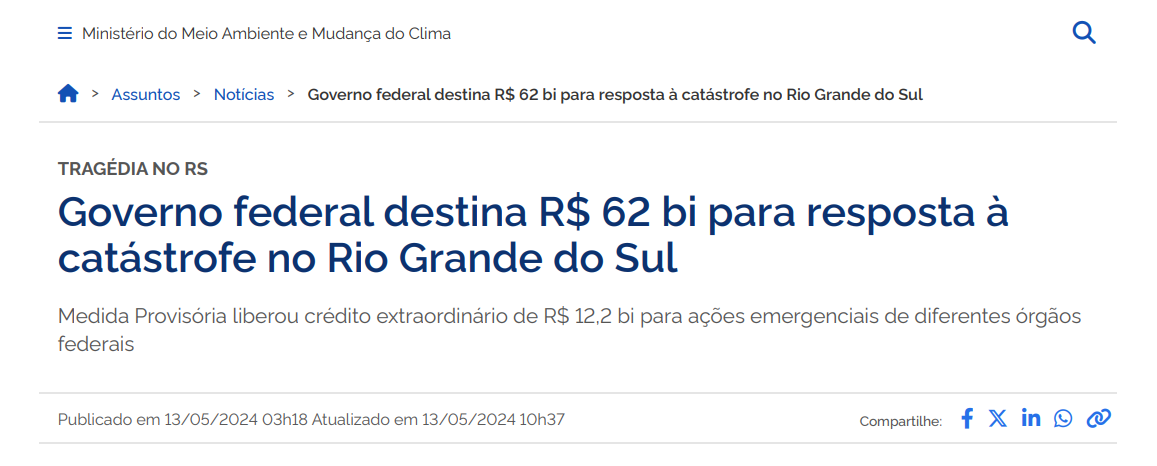 Reprodução de texto do governo