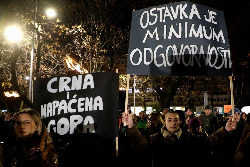 protest na Cetinju povodom masovnog ubistva 16. januara 2025.