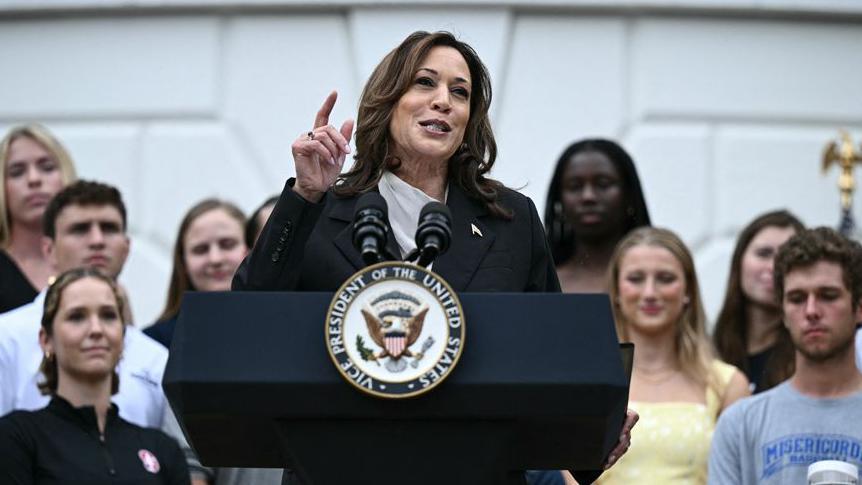 La vicepresidenta de Estados Unidos, Kamala Harris, habla durante un evento en la Casa Blanca en Washington, el 22 de julio de 2024.