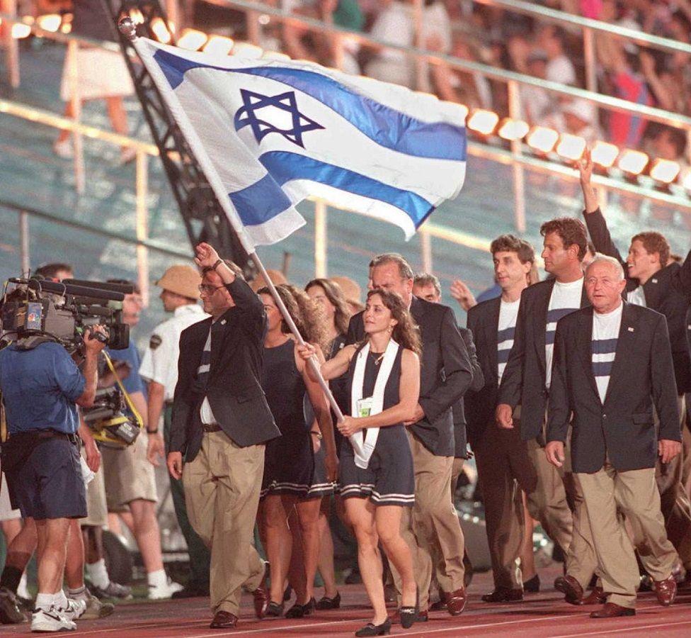 Delegación israelí en el desfile de Atlanta 1996. 
