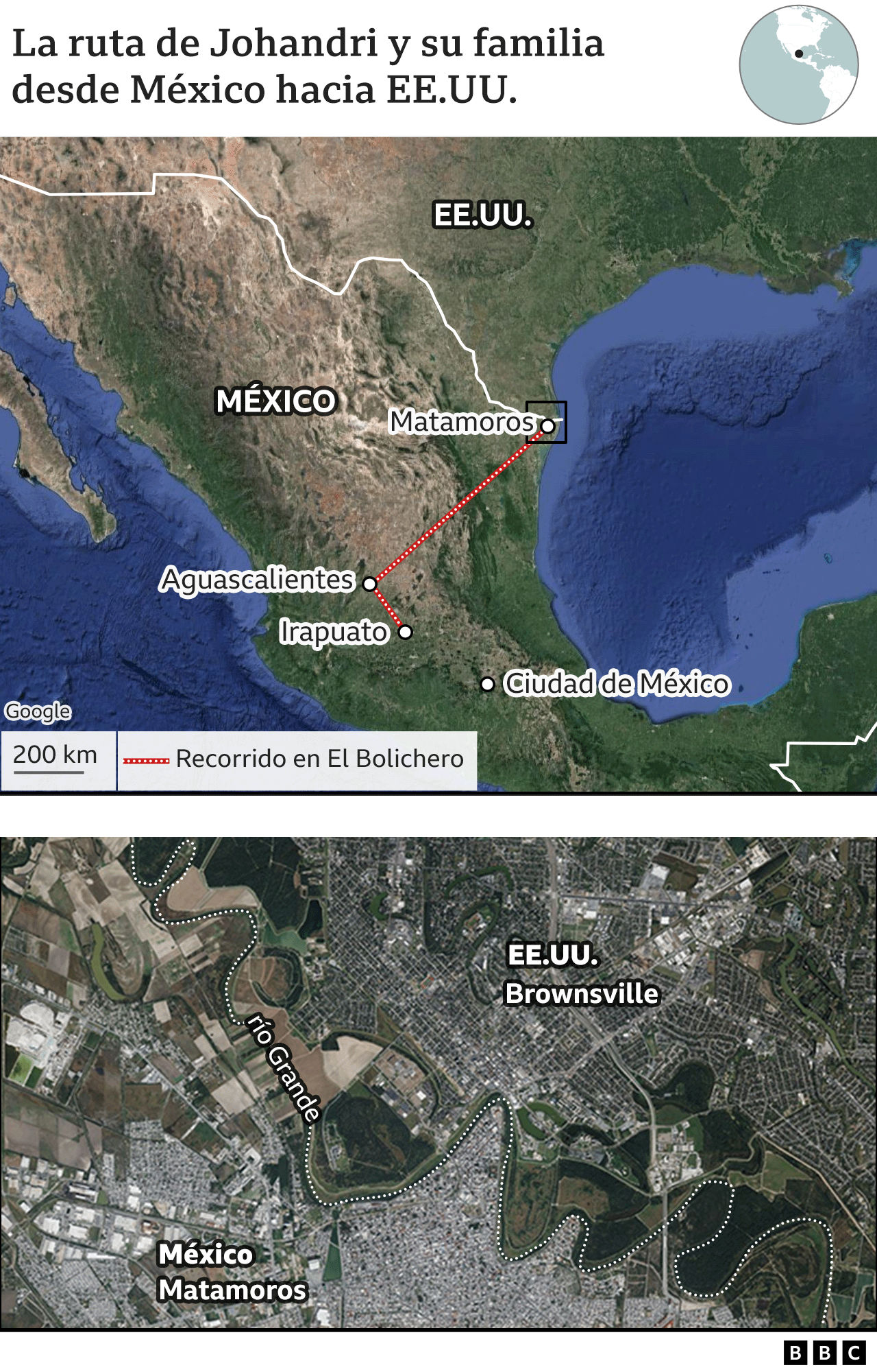 Mapa recorrido Johandri por México