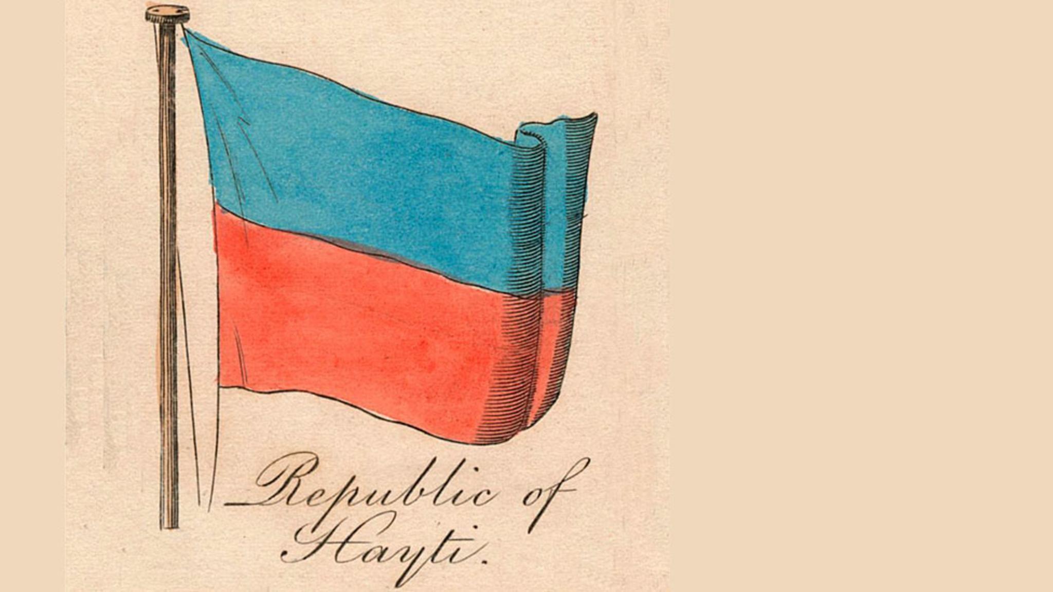 Dibujo de la bandera de Haití de 1838.