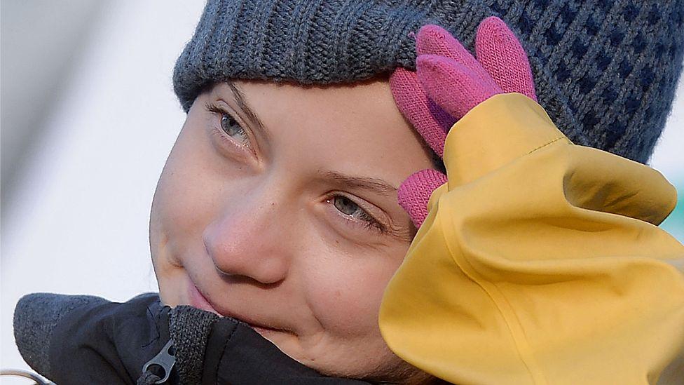 Greta Thunberg en el inicio de su protesta