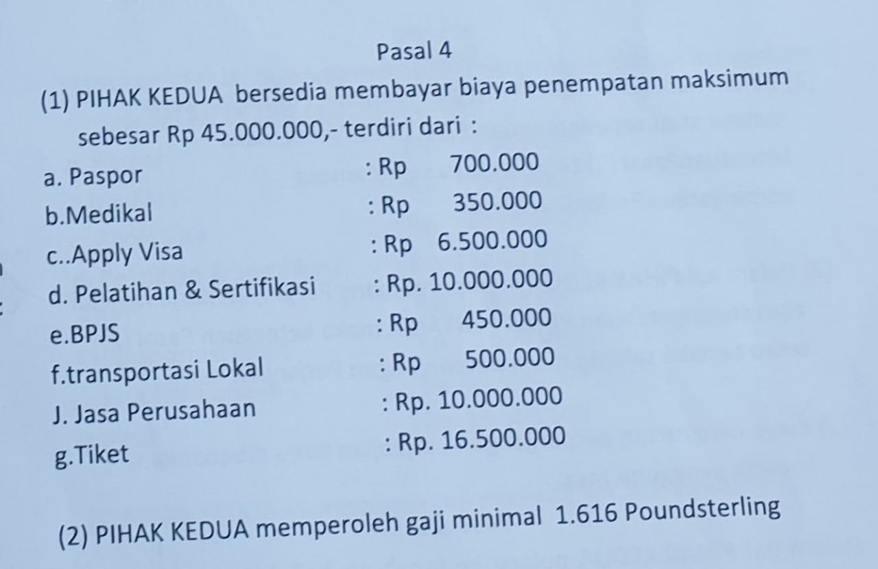 biaya keberangkatan pekerja musiman Indonesia.
