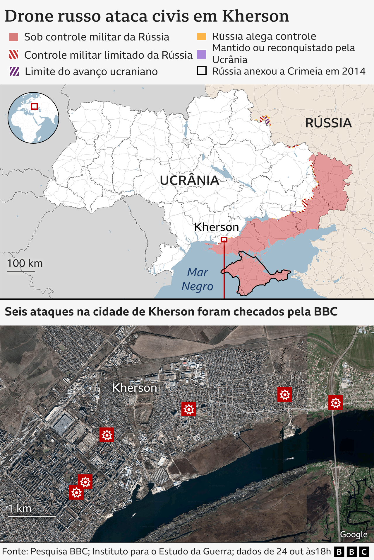 Infográfico mostra mapa da Ucrânia e áreas onde ocorreram ataques de drones