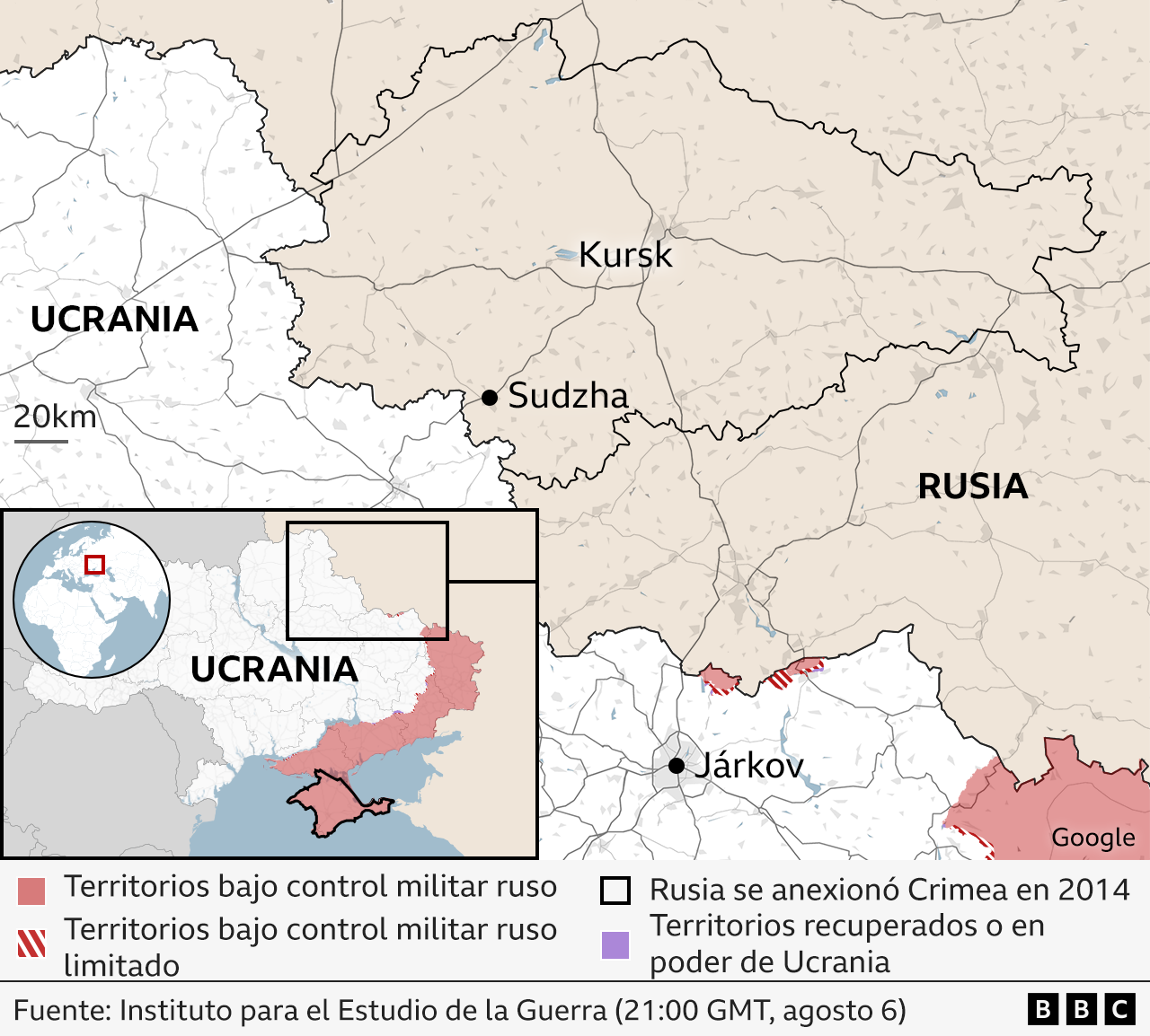 Gráfico que muestra la región rusa con presencia ucraniana