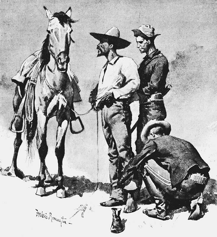 Ilustración de soldados de la tercera caballería buscando a Garza.