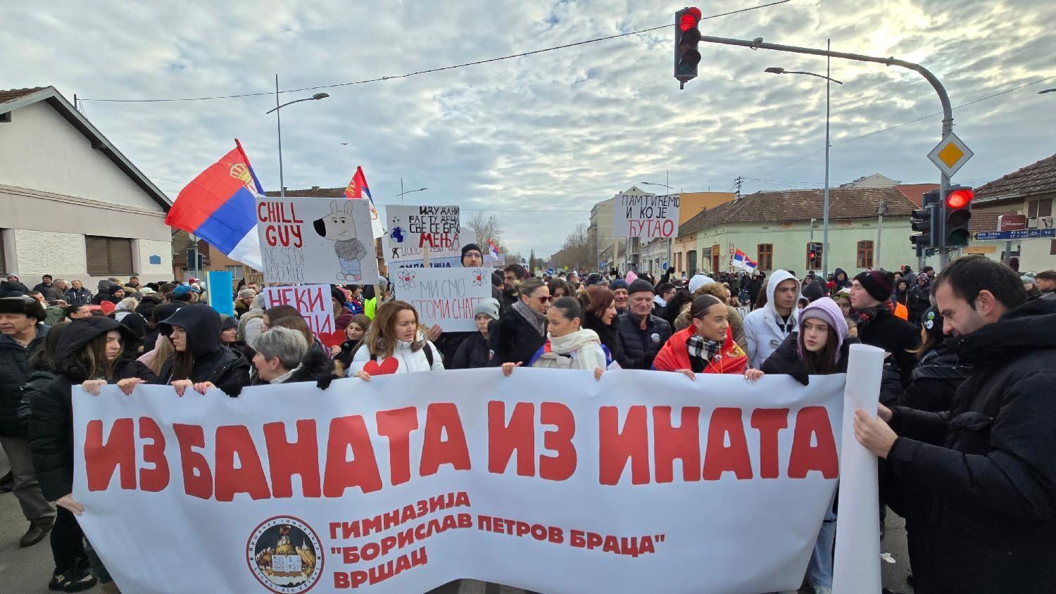 studenti, studentski protest, studentsko pešačenje, zrenjaninski studenti pešačili do Vršca