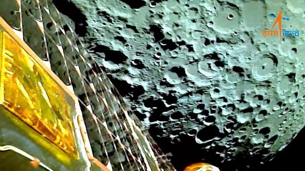 Images sent back by Chandrayaan-3 show craters on the surface of the moon