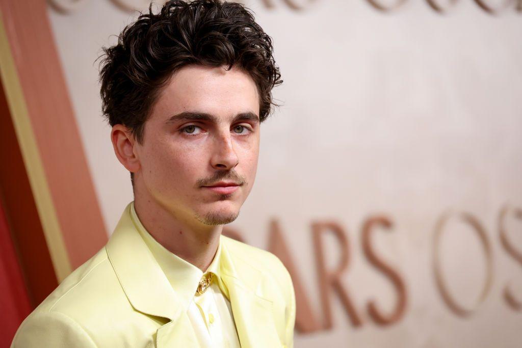 Timothée Chalamet, quien se pone en la piel de Bob Dylan en A Complete Unknown ("Un completo desconocido"), en la alfombra roja de los Oscar 2025 en el teatro Dolby de Hollywood, Los Ángeles, Estados Unidos, el 2 de marzo de 2025.