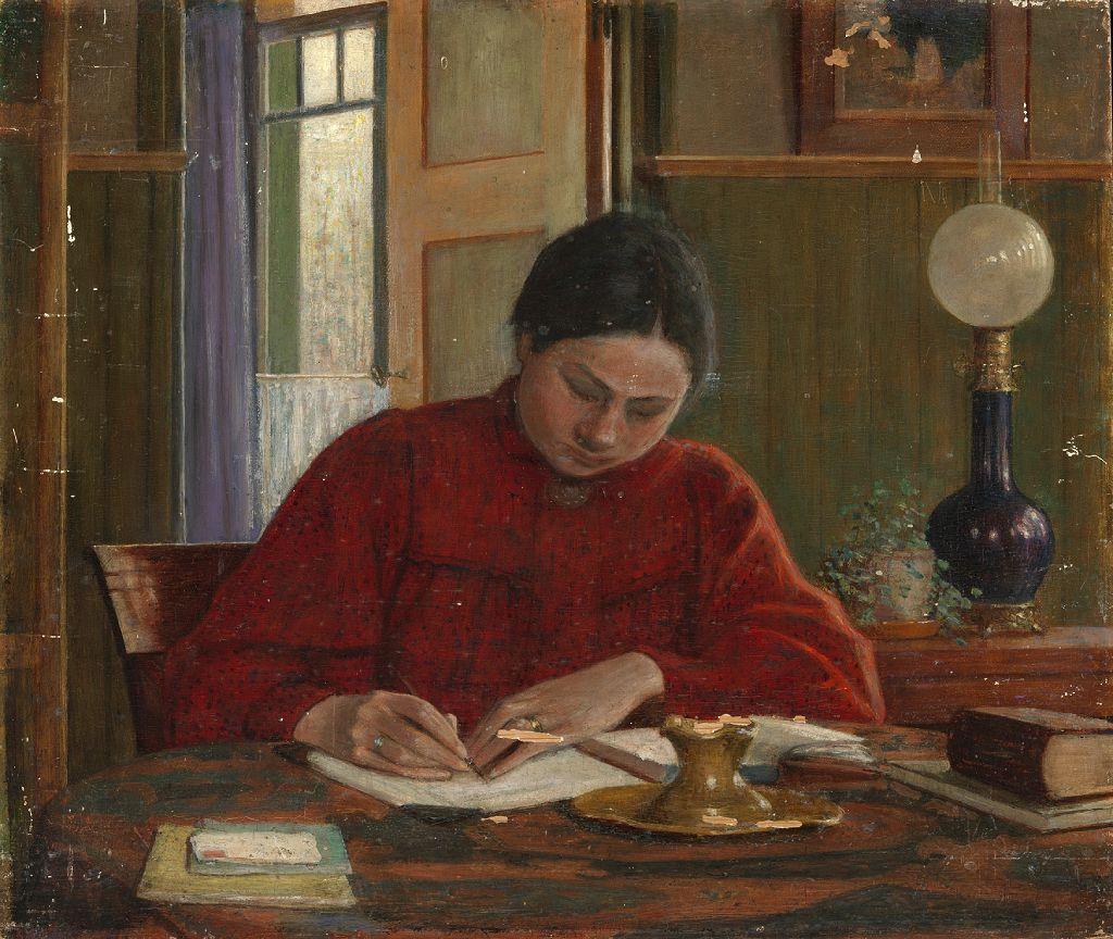 Retrato de Jo van Gogh-Bonger escribiendo de Johan Henri Gustaaf Cohen Gosschalk (1873 - 1912), 1910.