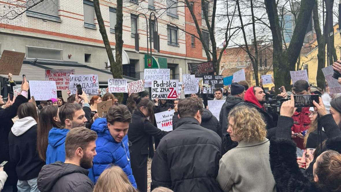 Skup podrške studentima u Ljubljani, glavnom gradu Slovenije